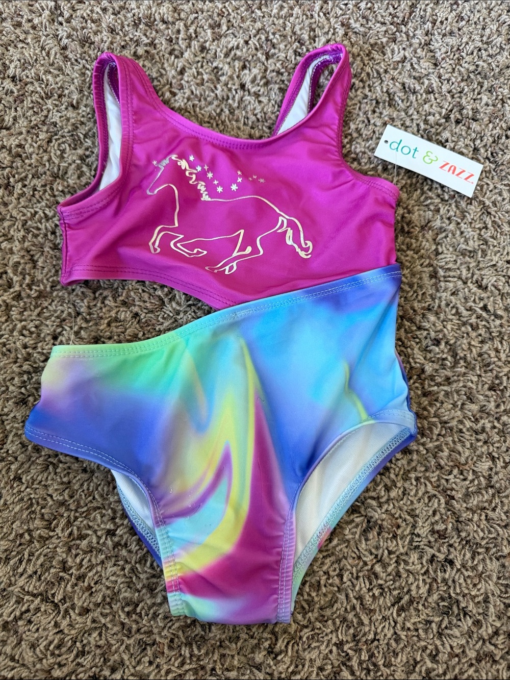 Cat & Jack Girls Pink & Rainbow Two-Piece Swimsuit Set